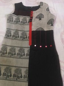 Black &amp; Grey Tree Print Kurta