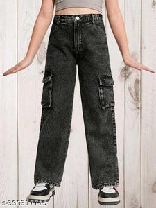 Trendy Black Wash Cargo Jeans