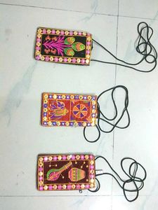 Handmade Embroidered Phone Pouches (Set of 3)