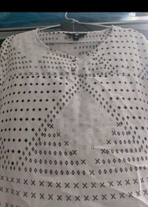 White Printed Short Sleeve and Pink Tunic Top