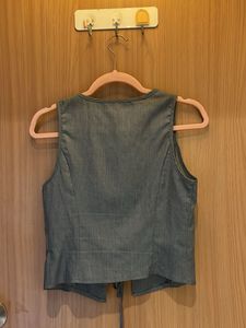 Grey Tie-Front Sleeveless Top/Vest