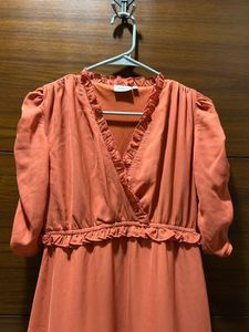 Stylish Orange Ruffle Maxi Dress