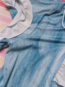 korea Blue Tie-Dye night dress