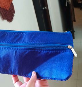 Royal Blue Mirror Embroidery Clutch Women