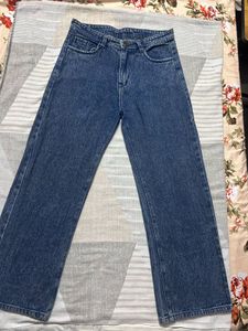 Blue Wide Leg Denim Jeans