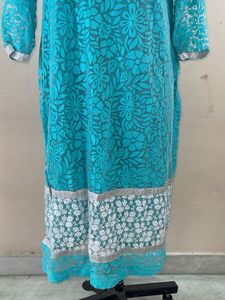 Turquoise Embroidered Kurta
