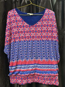 Boho Pattern V-Neck Tunic Top