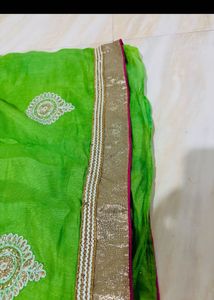 Vibrant Green Embroidered Saree