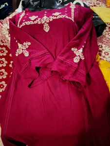 Maroon Colour Kurta Designer Neck