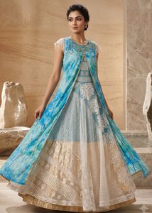 Stunning Blue & White Ethnic Gown