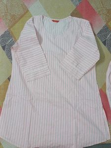 Pink Striped Cotton Kurta