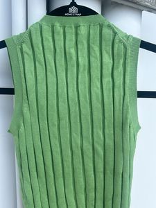 Green Ribbed Sleeveless Top
