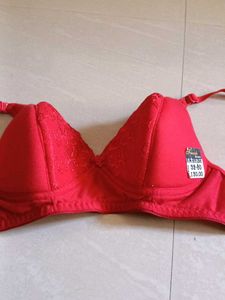 Red Lace Trim Bra