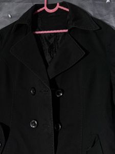 Classic Black Double-Breasted Trench Coat