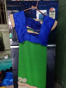 Green &amp; Blue Sari with Embellishments