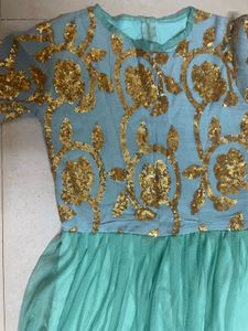 Stunning Teal Sequin Ethnic Gown