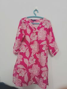 Vibrant Pink Floral Kurta and pant