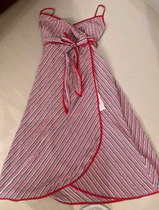 Chic Striped Wrap Dress