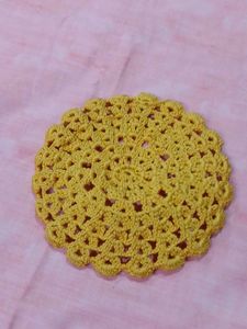 Handmade Yellow Crochet Doily