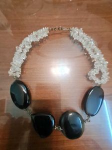 Elegant Black and Clear Stone Necklace
