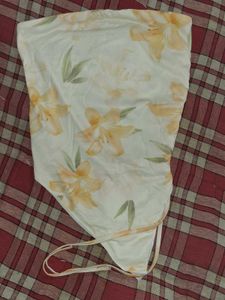 Floral Strapless Ruched Side Tie Top