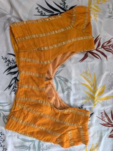 Vibrant Mustard Yellow Saree with Blouse