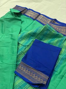 Royal Blue Saree with Gold Border