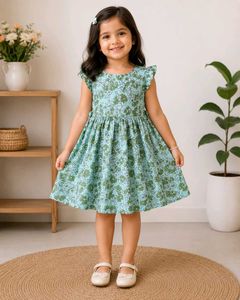 🌲☘️Cotton Kalamkari Frock for Girls