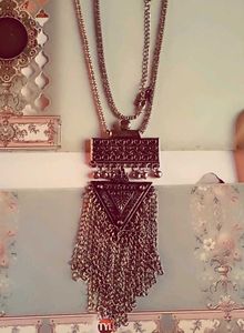 Boho Layered Chain Necklace with Triangle Pendant