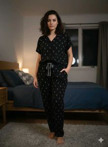 Comfy Black Printed Pajama Set