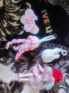 Handmade Crochet Charms &amp; Doll Keychains Set
