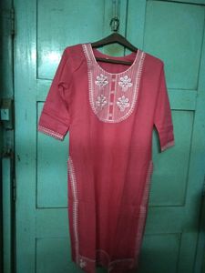Embroidery Kurti,Light Red