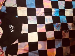 Vibrant Checkered Graphic T-Shirt