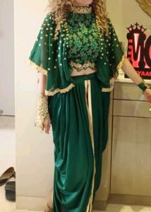 Elegant Emerald Green Top with Dhoti Pants 💚