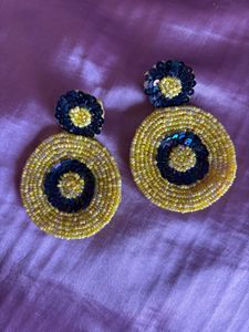 2  Beaded Earrings - Black &amp; Yellow