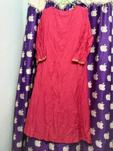 Beautiful Pink golden embroidered kurta