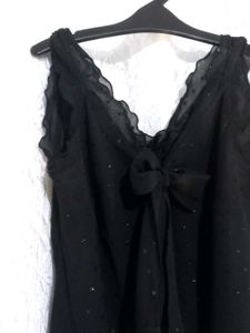 Sexy Black Sheer Bow Top