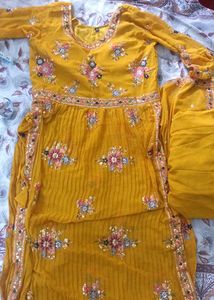 nyra cut⭐Embroidered Mustard Yellow Kurta
