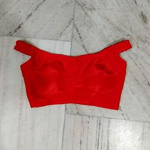 Vibrant Red Off-Shoulder Blouse fix price