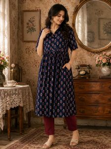 🇳🇿💫🎀Stylish Blue Printed Kurta