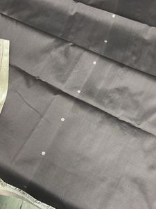 Elegant metallic gray pure Silk Saree
