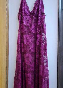 Wine Colour Net Babydoll