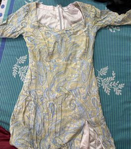 Paisley Print Square Neck Mini Dress