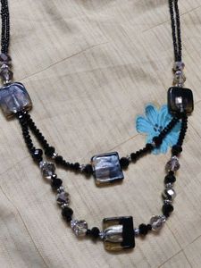 Elegant Black Beaded Layered Necklace