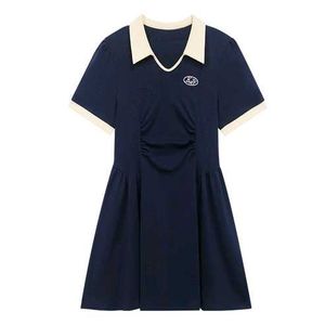 Navy Blue Collared Mini Dress