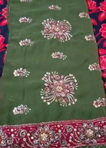 Embellished Green Saree