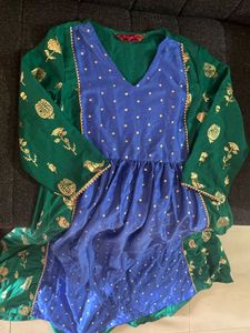 Blue &amp; Green ethnic festive Kurta