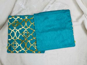 Stylish Teal &amp; Gold Pillow Cover 20x20cms