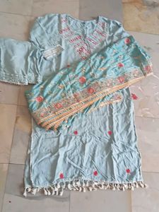 Embroidered Kurta Set with Dupatta
