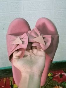 Pink Bow Slip-On Slides Soft Comfortable Women's